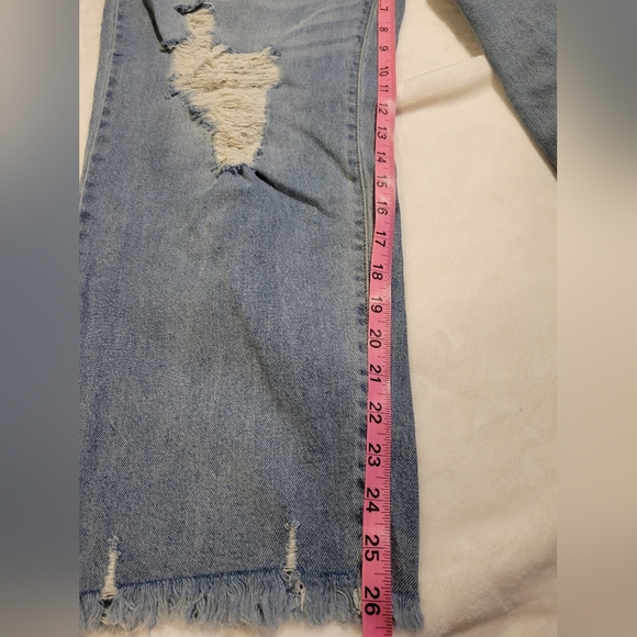 SO Womens Blue Boyfriend Jeans with Distressed Details - Picture 8 of 9
